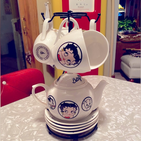 Bright Ideas Kitchen Vintage Betty Boop Tea Set With Caddy 45